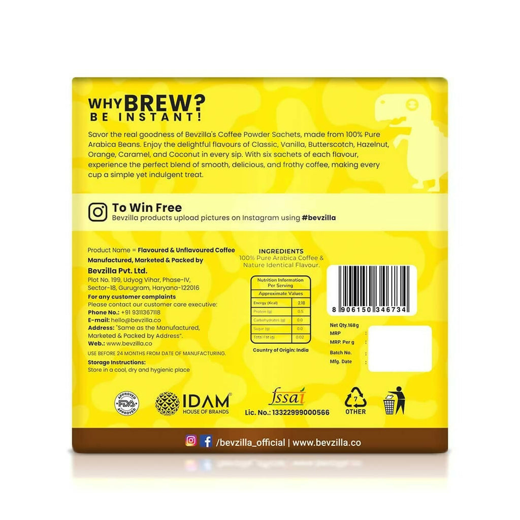Bevzilla 84 Sachets Assorted Coffee Powder Box - Distacart