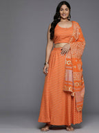 Ahalyaa Women's Traditional wear Lehenga Choli - Orange