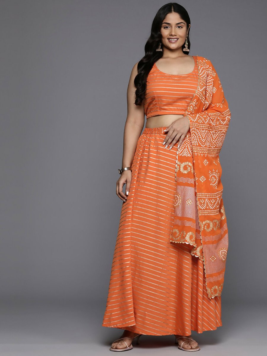 Ahalyaa Women's Traditional wear Lehenga Choli - Orange