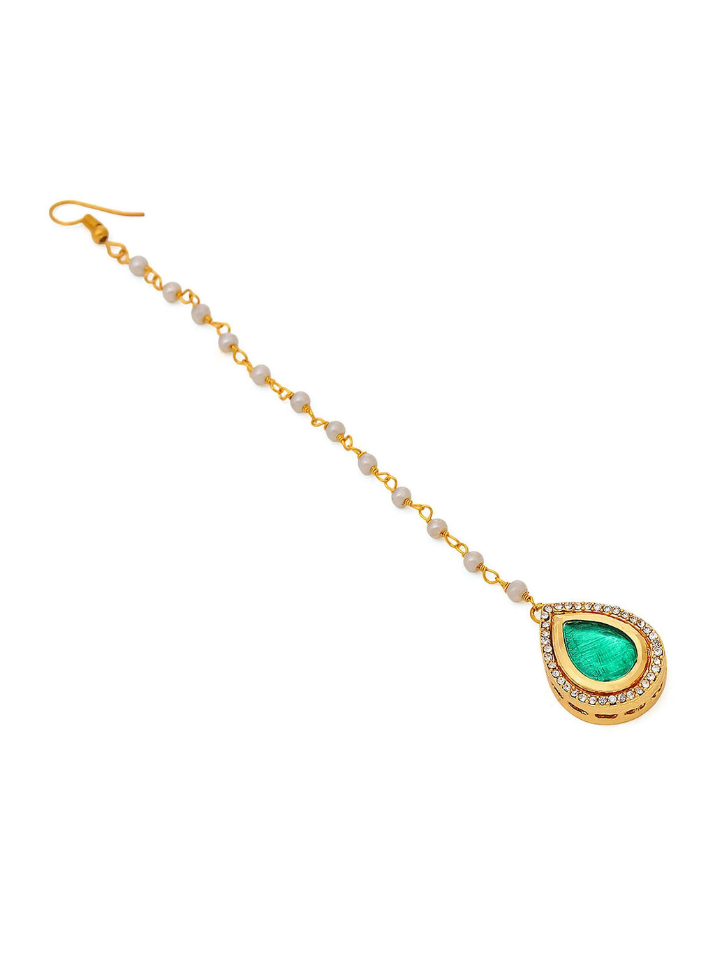Ruby Raang Tear Drop Green Meenakari with Diamond Maang Tikka - Distacart