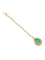 Ruby Raang Tear Drop Green Meenakari with Diamond Maang Tikka - Distacart
