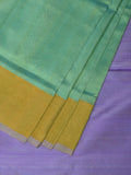 Light Green and Lavender Uppada Silk Handloom Plain Saree with Contrast Pallu Design - Global Threads