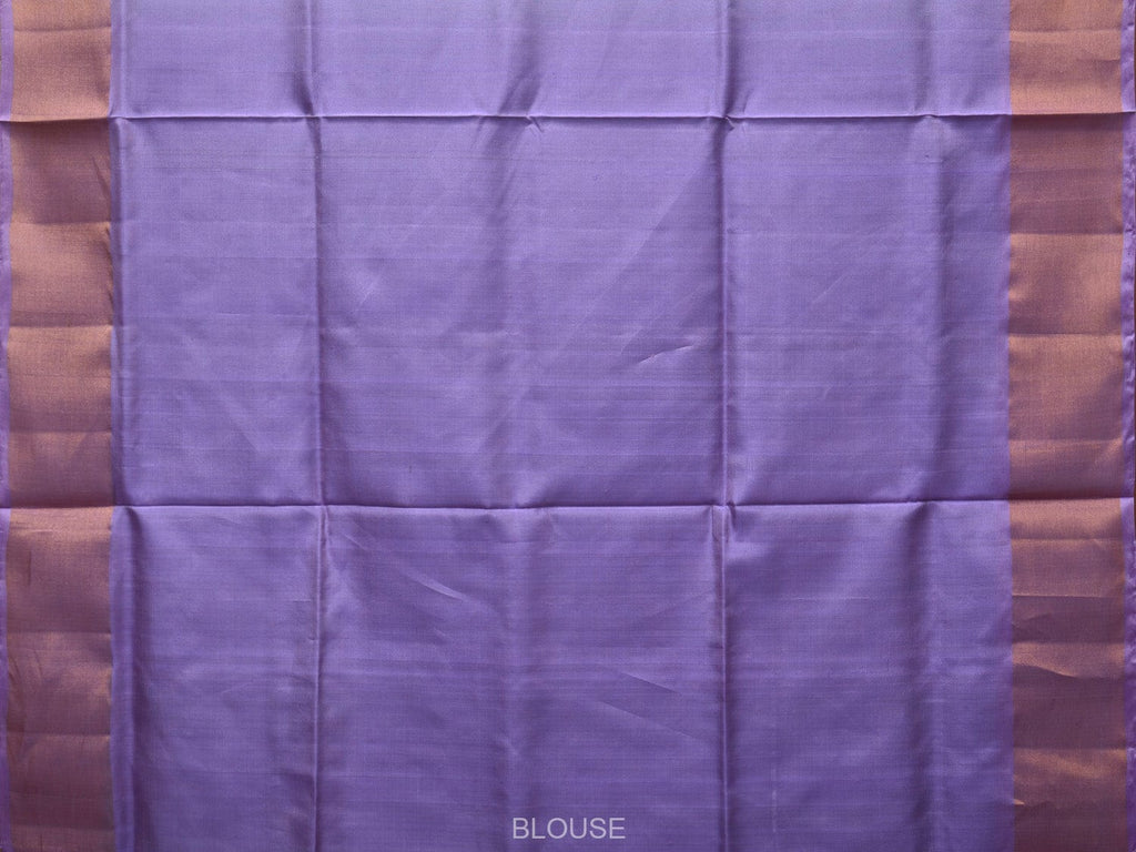 Light Green and Lavender Uppada Silk Handloom Plain Saree with Contrast Pallu Design - Global Threads