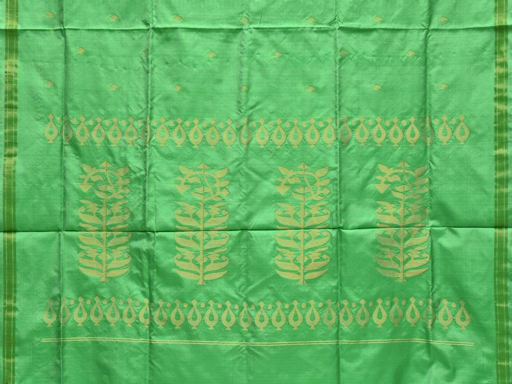 Light Green Uppada Silk Handloom Saree with Karpur Pallu Design - Global Threads