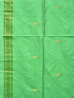 Light Green Uppada Silk Handloom Saree with Karpur Pallu Design - Global Threads