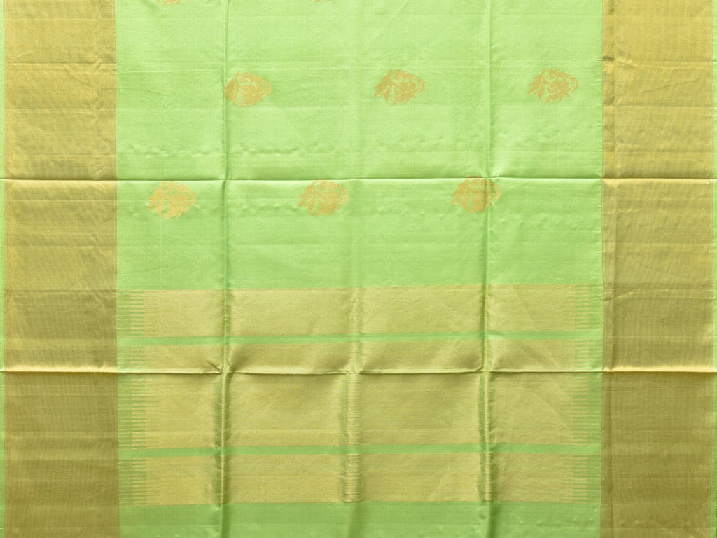 Light Green Uppada Silk Handloom Saree with Nilamabri Buta Design - Global Threads