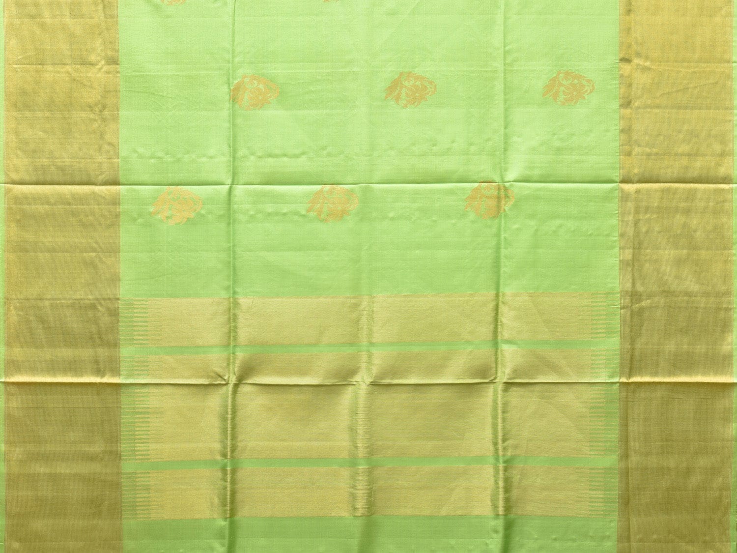 Light Green Uppada Silk Handloom Saree with Nilamabri Buta Design - Global Threads