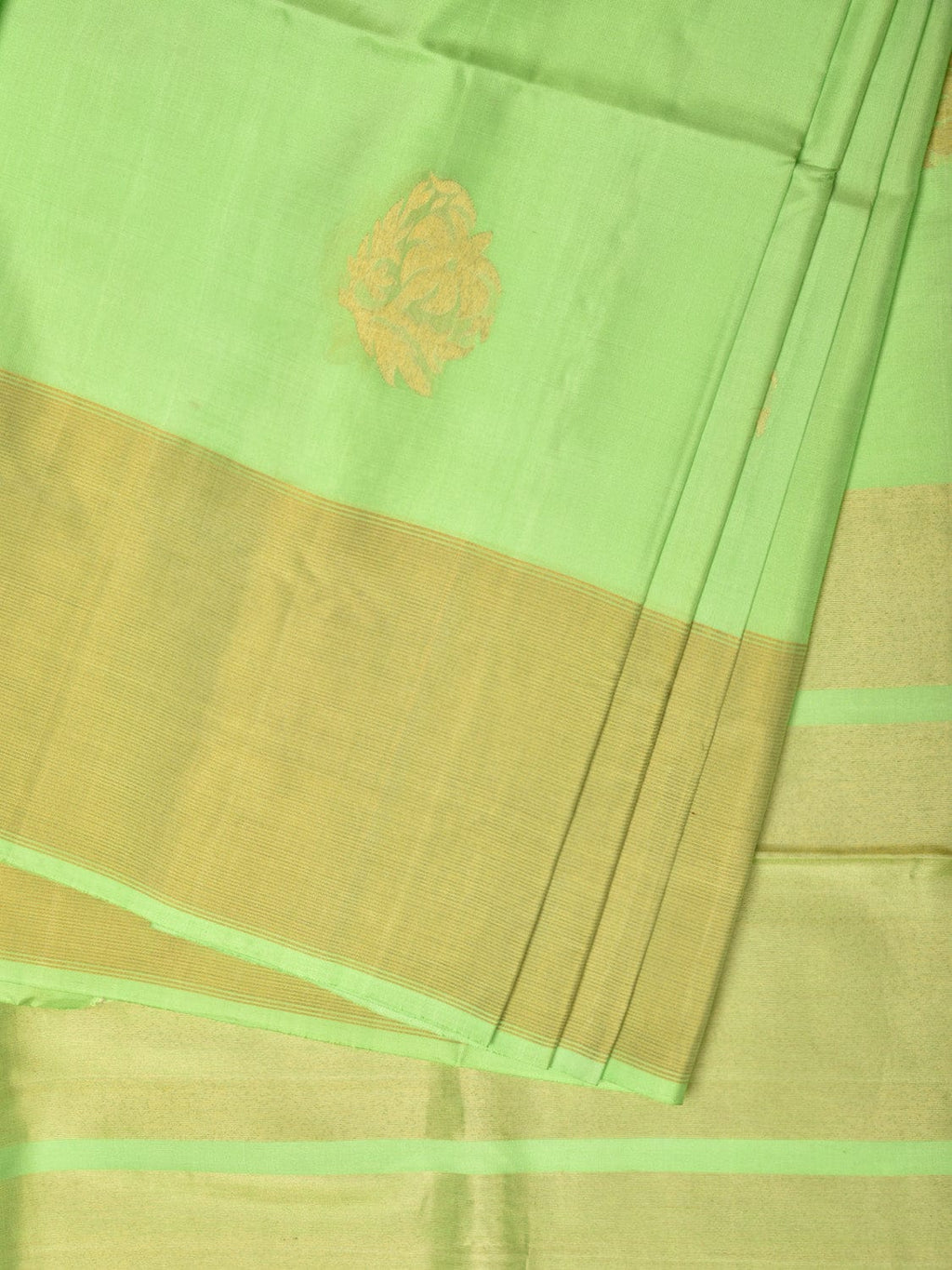 Light Green Uppada Silk Handloom Saree with Nilamabri Buta Design - Global Threads