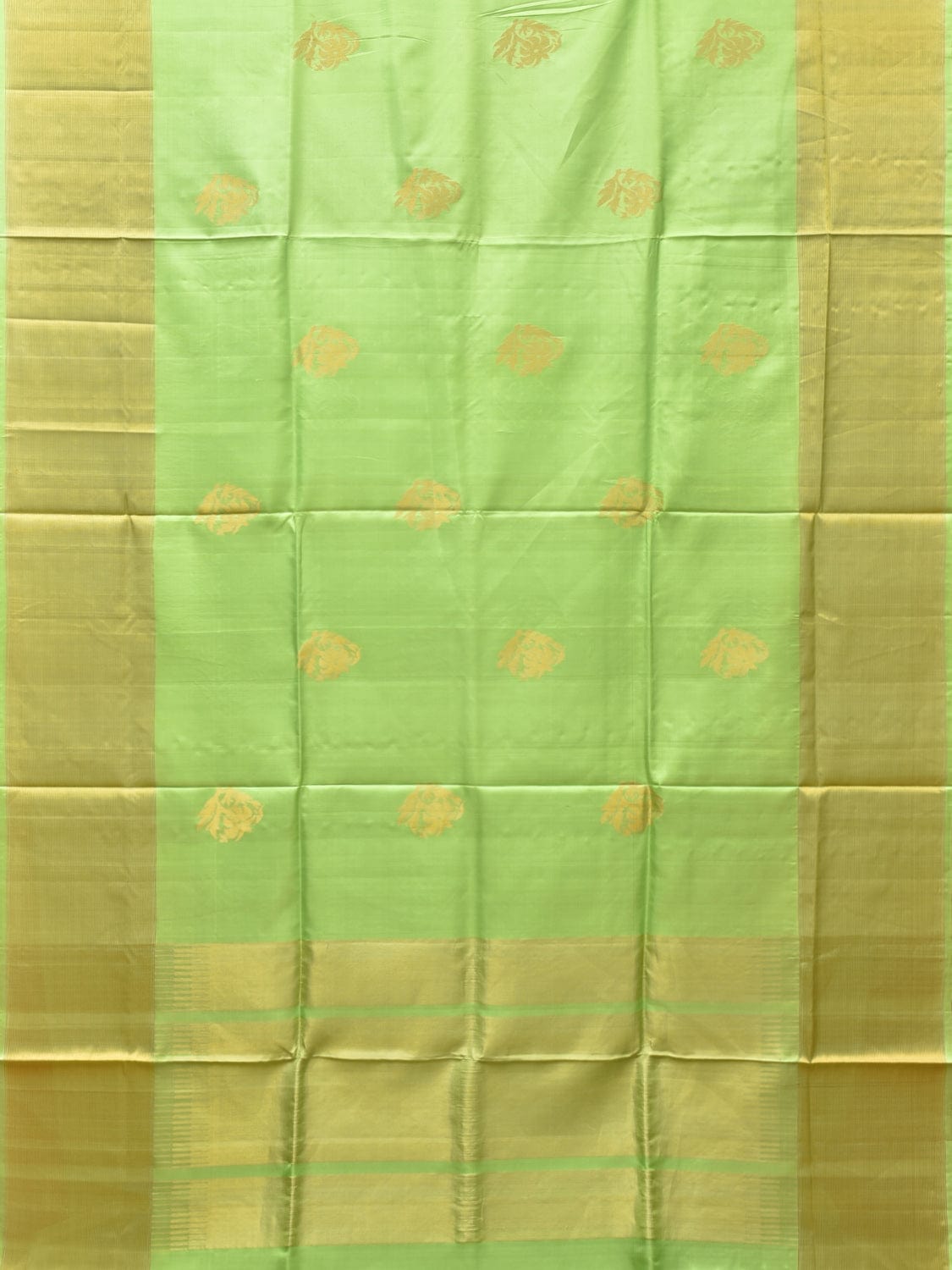 Light Green Uppada Silk Handloom Saree with Nilamabri Buta Design - Global Threads