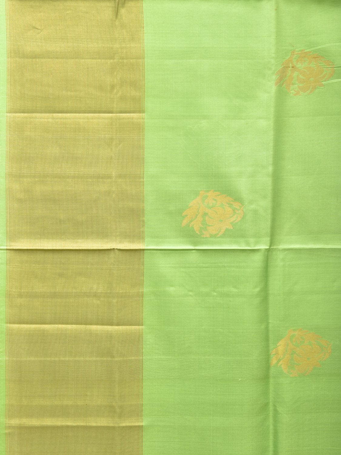 Light Green Uppada Silk Handloom Saree with Nilamabri Buta Design - Global Threads