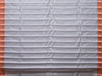 Light Grey Gadwal Silk Handloom Plain Saree with Strips Pallu Design - Global Threads