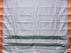 Light Grey Gadwal Silk Handloom Plain Saree with Strips Pallu Design - Global Threads