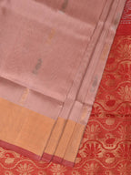 Light Pink and Red Uppada Silk Handloom Saree with Buta and Pallu Design - Global Threads