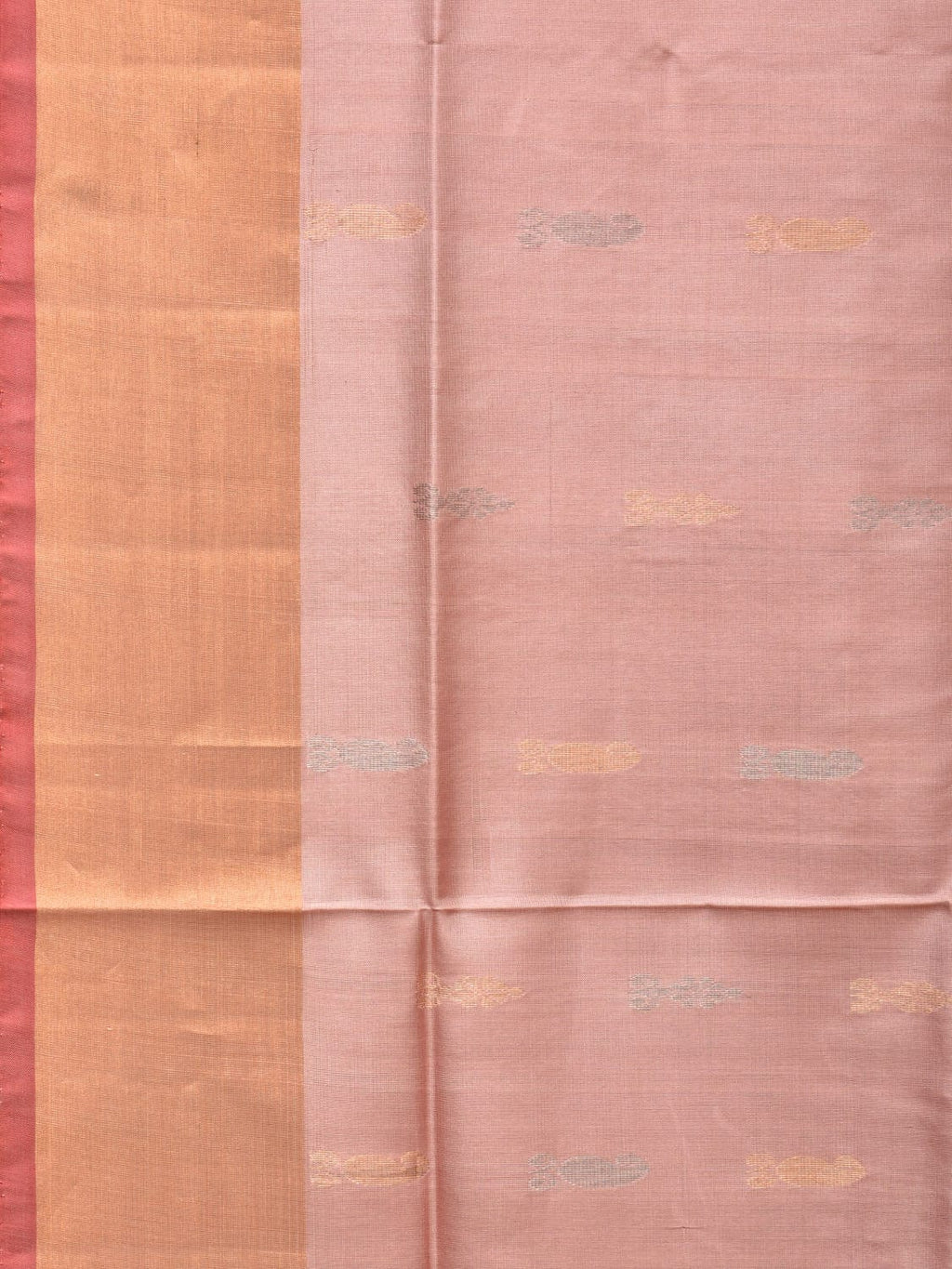 Light Pink and Red Uppada Silk Handloom Saree with Buta and Pallu Design - Global Threads