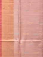 Light Pink and Red Uppada Silk Handloom Saree with Buta and Pallu Design - Global Threads