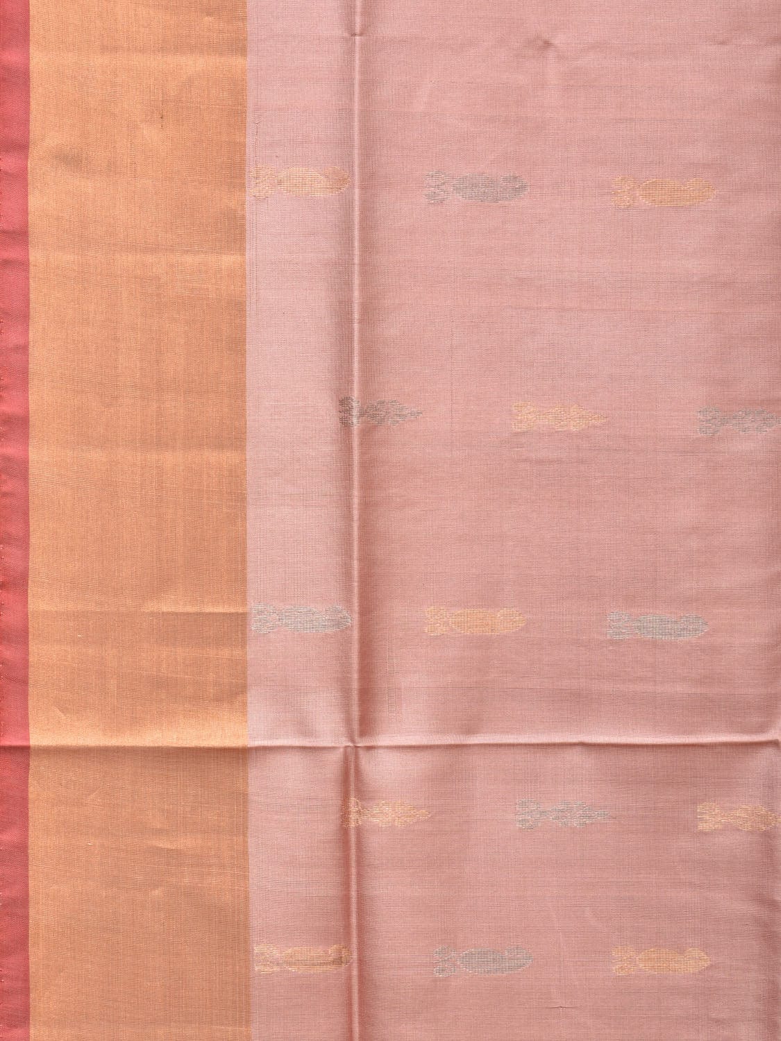 Light Pink and Red Uppada Silk Handloom Saree with Buta and Pallu Design - Global Threads