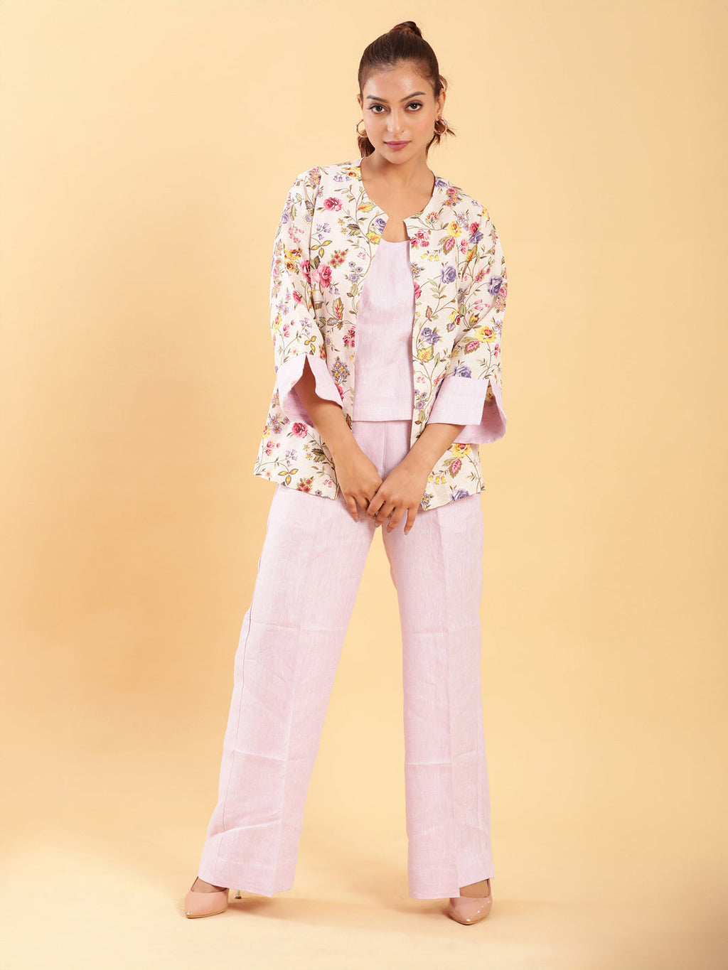 BohoJazz Lilac Co-ords with Floral Jacket - Distacart