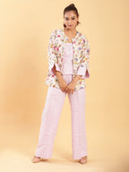 BohoJazz Lilac Co-ords with Floral Jacket - Distacart