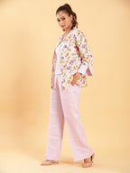 BohoJazz Lilac Co-ords with Floral Jacket - Distacart