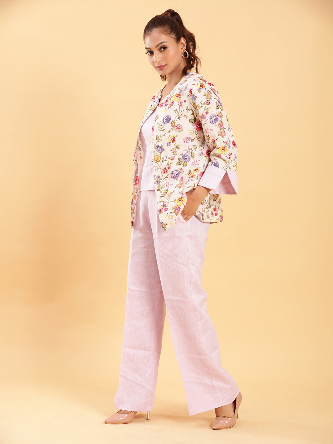 BohoJazz Lilac Co-ords with Floral Jacket - Distacart