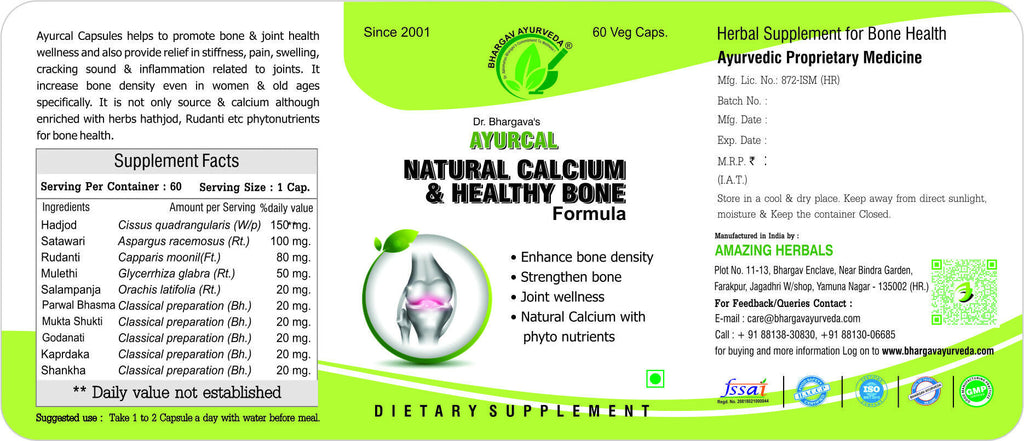 Dr.Bhargav’s Ayurcal Capsules For Natural Calcium Strengthens Bone