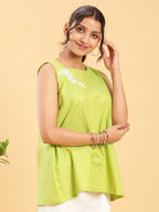 BohoJazz Lime Green Top with Motif - Distacart