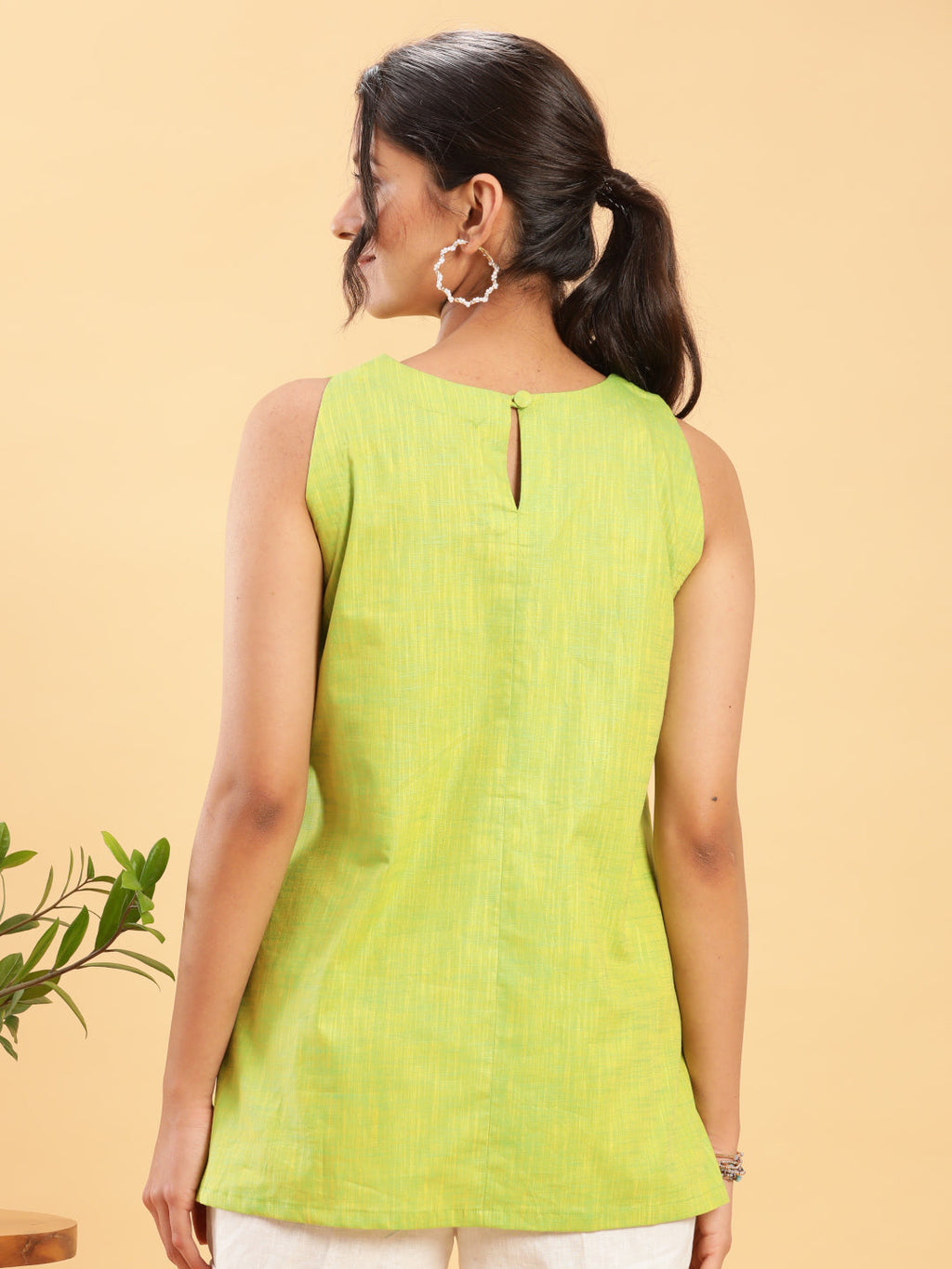 BohoJazz Lime Green Top with Motif - Distacart