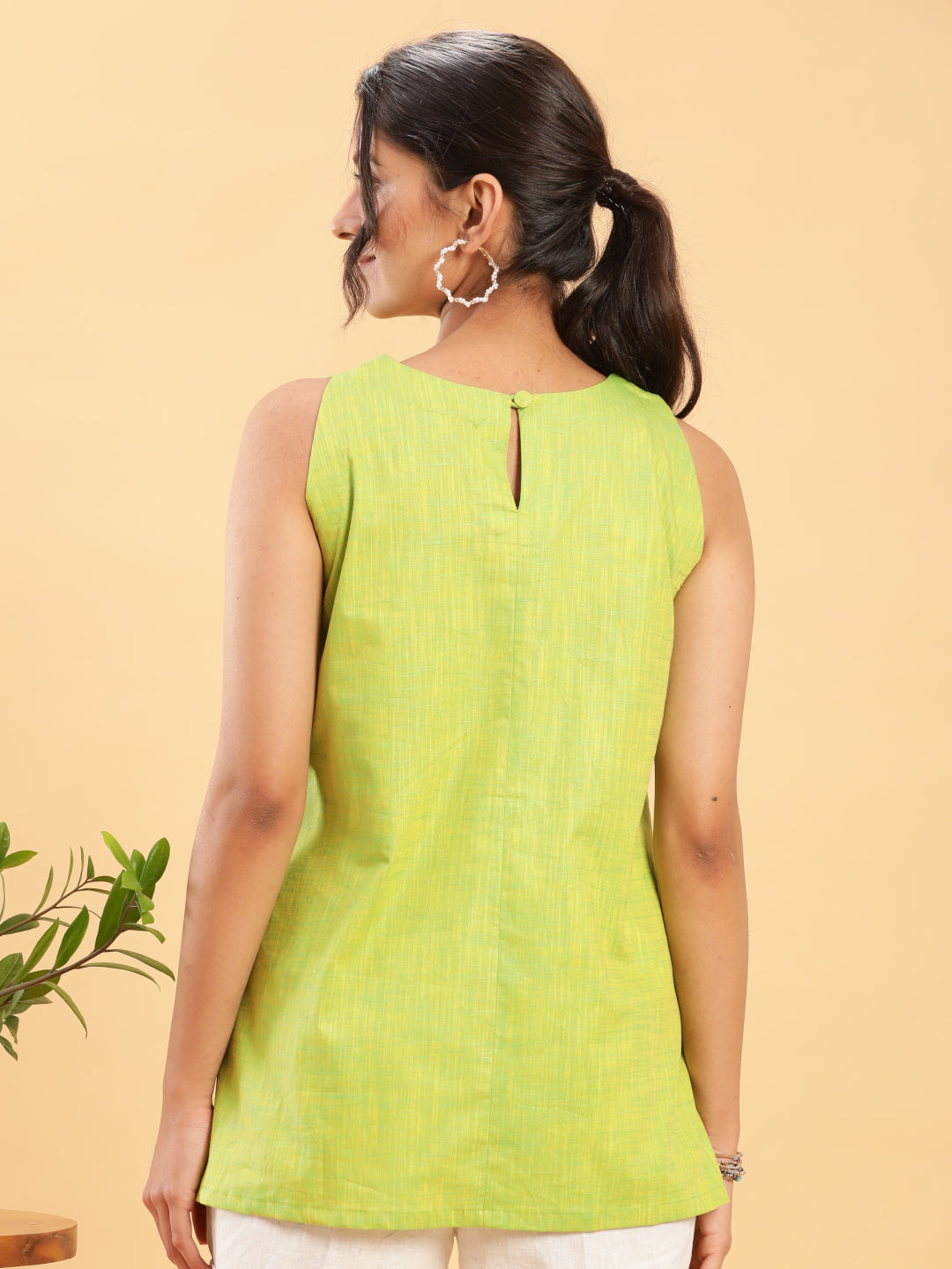 BohoJazz Lime Green Top with Motif - Distacart