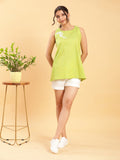 BohoJazz Lime Green Top with Motif - Distacart