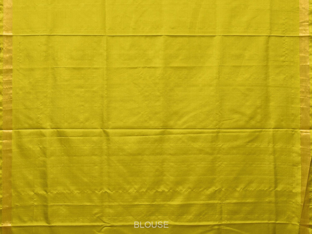 Lime Green Uppada Silk Handloom Saree with Floral Pallu Design - Global Threads