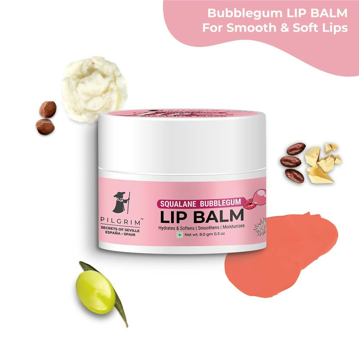 Pilgrim Spanish Lip Balm (Bubblegum) For Dark Lips, Soothing & Hydrating Dry & Chapped Lips - Distacart