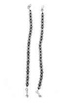 Mominos Fashion Kamal Johar Oxidised Silver Butterfly Anklets