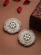 NVR Women Gold-Toned Circular Studs Earrings - Distacart
