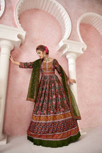 Everywhere Designer Mahendi Dola Silk Gown With Dupatta - Anbazaar - Distacart
