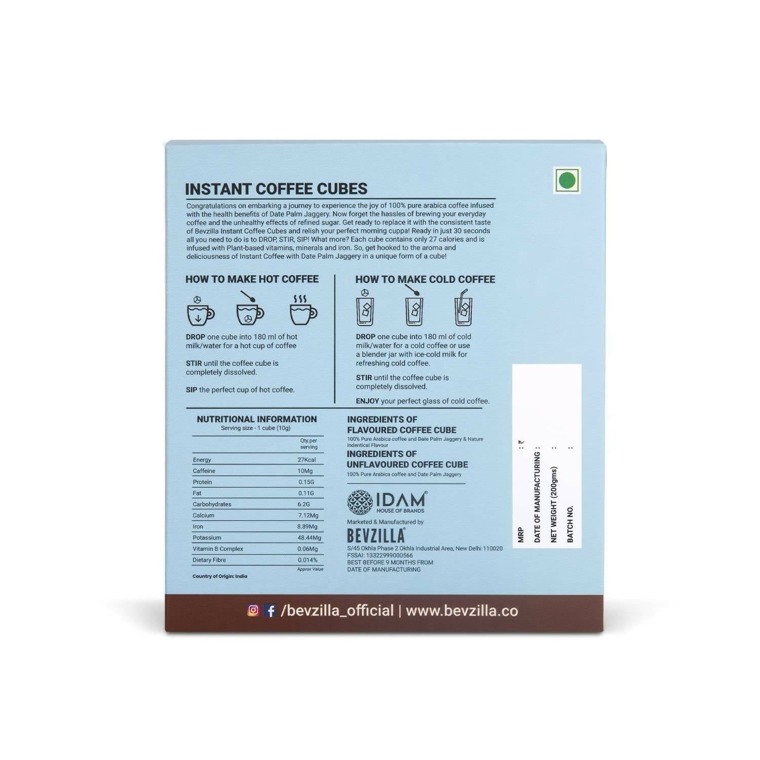 Bevzilla Assorted Flavours Instant Coffee Cubes Pack with Organic Date Palm Jaggery - Distacart