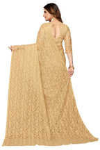 Vamika Brown Pearls Net Saree - Distacart