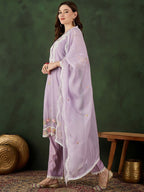 Sangria Embroidered Kurta With Trouser & Dupatta Set