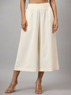 Juniper Women's Ivory Cotton Flex Flared Culottes - Distacart