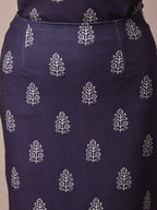 Myshka Women's Navy Blue Printed Knee Length Party Embellished Skirts