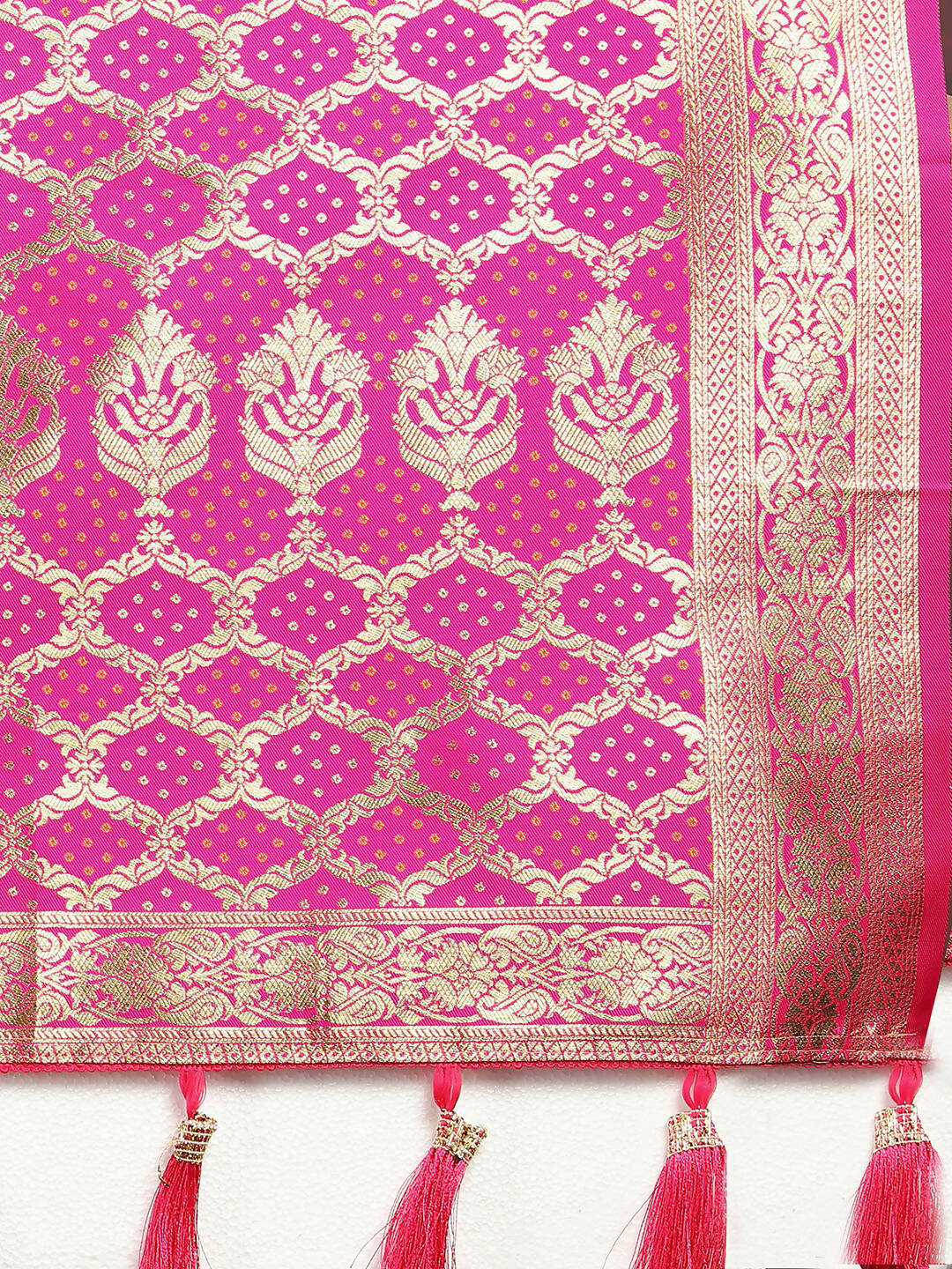 Lorenvalley Fashion Purple & Magenta Patola Silk Woven Design Meenakari Weaving Saree
