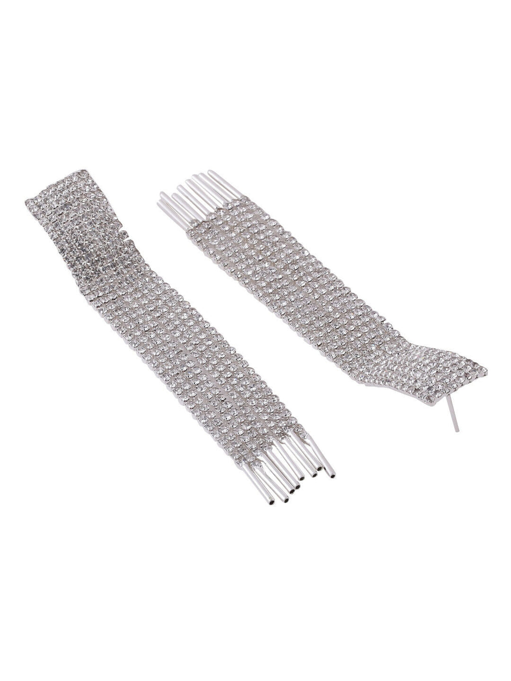 NVR Women Silver Toned Contemporary Ad Studded Drop Earrings - Distacart