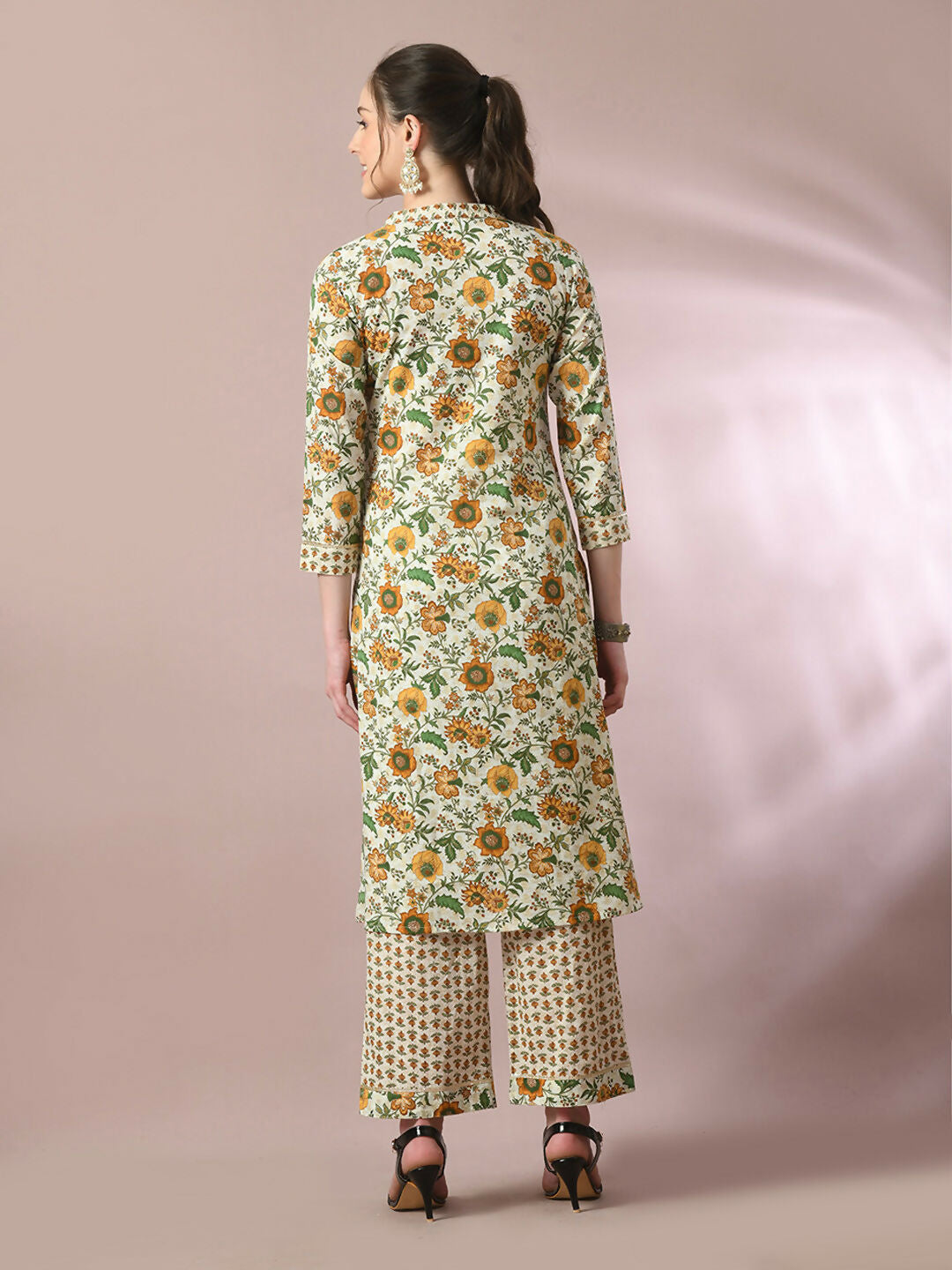 Myshka Women's Multi Printed Cotton Straight Party Kurta Set