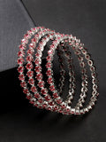 NVR Women's Set of 4 Pink CZ Stone-Studded Handcrafted Bangles - Distacart