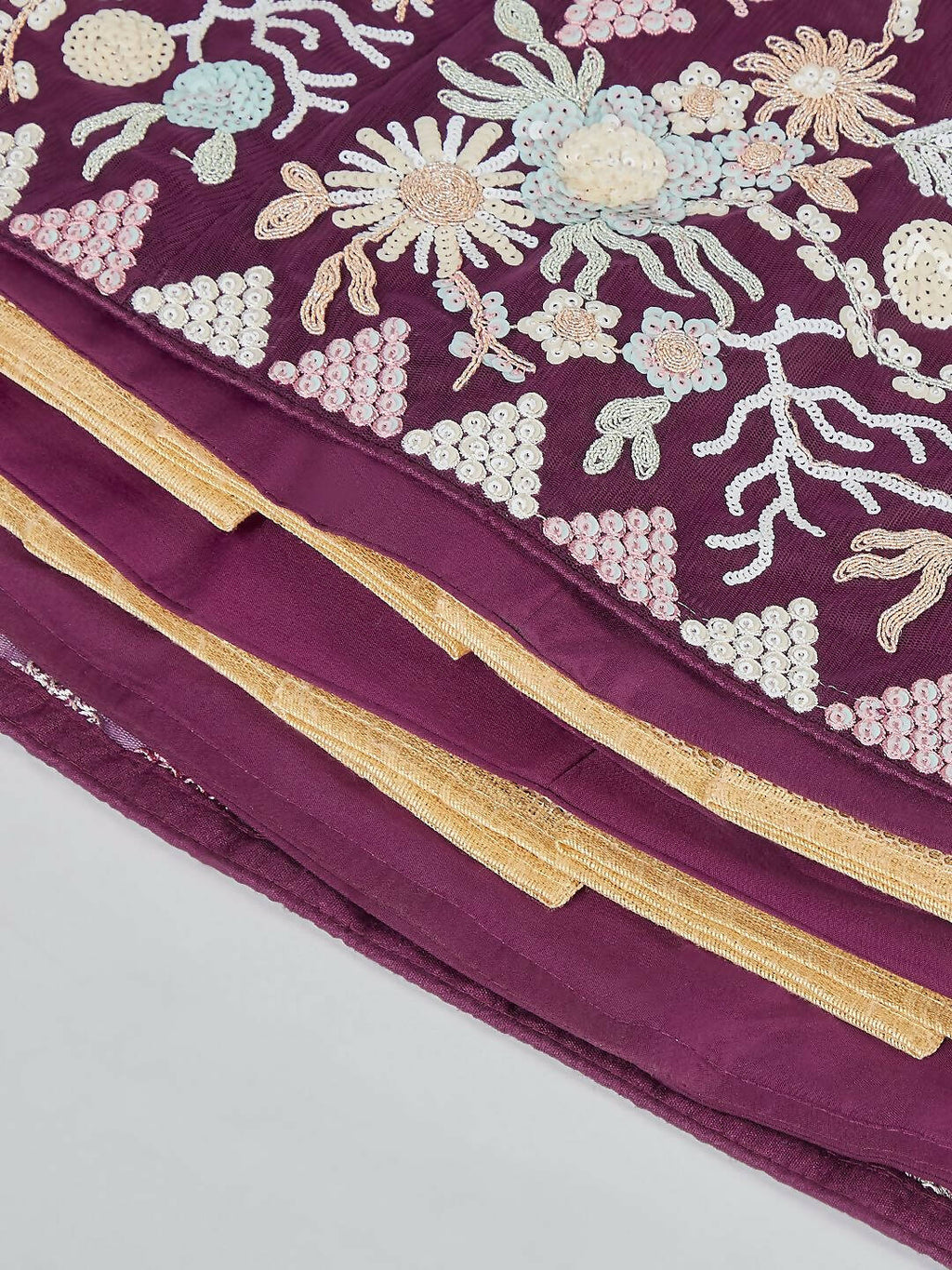 House of Panchhi Burgundy Net heavy Sequinse embroidery Semi-Stitched Lehenga choli & Dupatta
