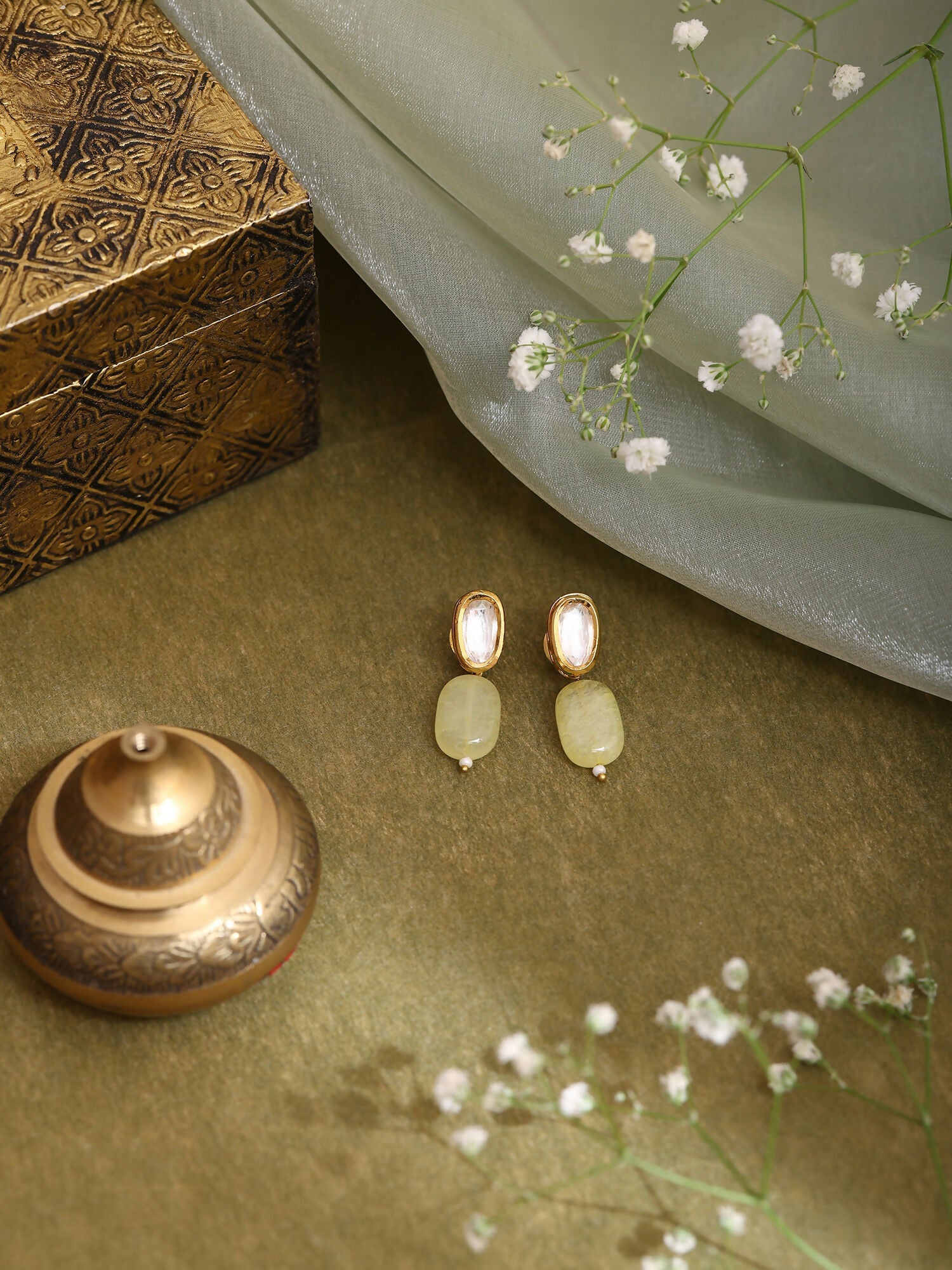 Ruby Raang Yellow Kundan Studs - Distacart