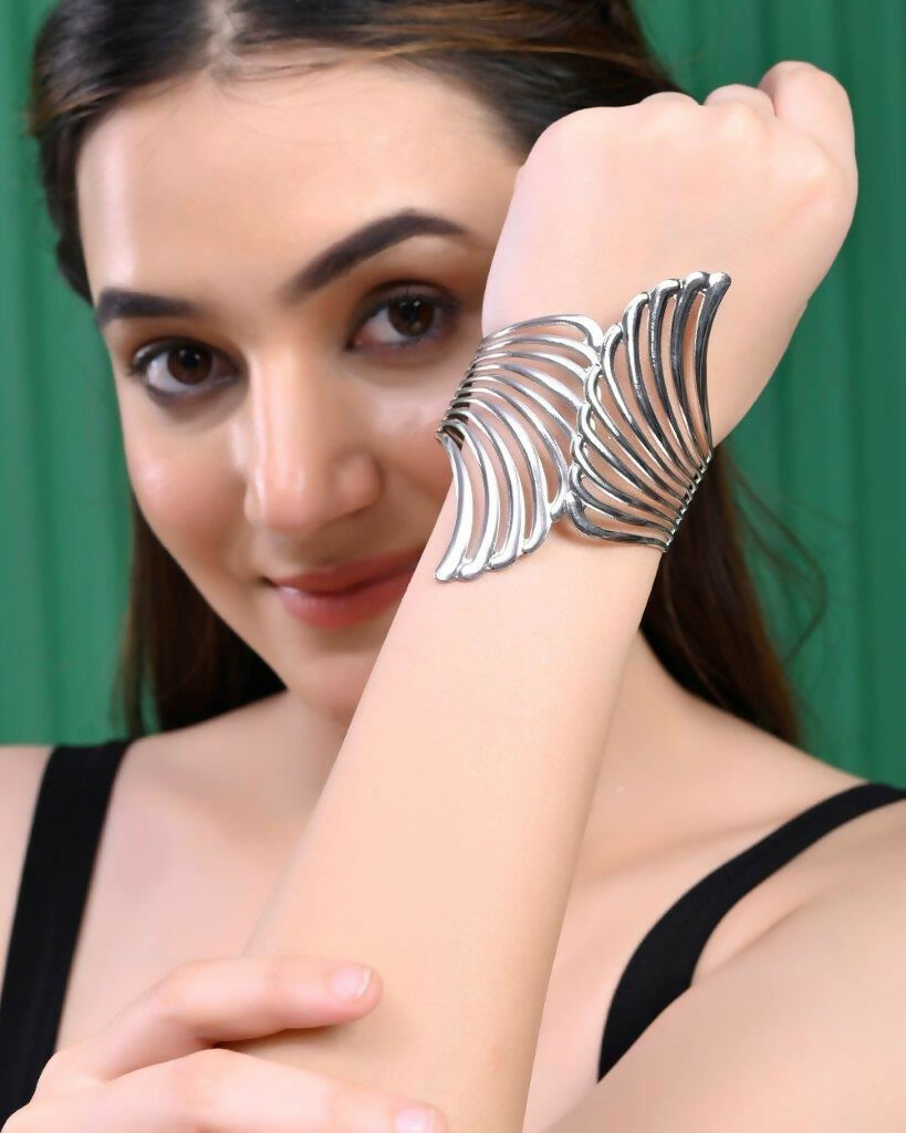 VOJ Pack of 3 Bracelet - Gold, Silver and Black Tonned Kada Bracelet. - Distacart