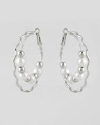VOJ Women Sliver-Plated Pearl Stainless Steel Hoop Earrings - Distacart