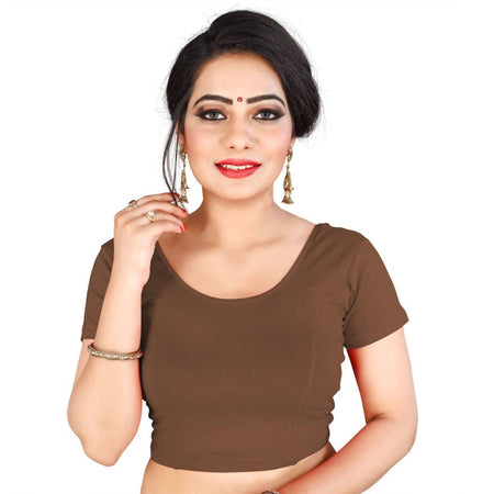 Vamika Beautiful Brown Lycra Plain Blouse