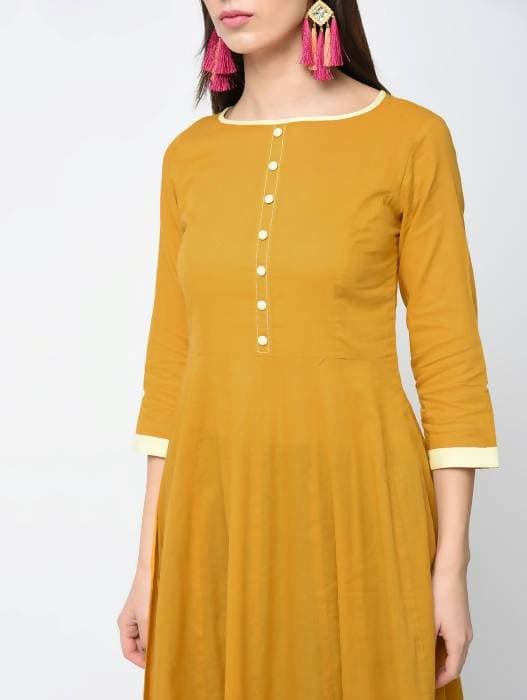 Aniyah Cotton Anarkali Mustard Kurta (AN-111K)