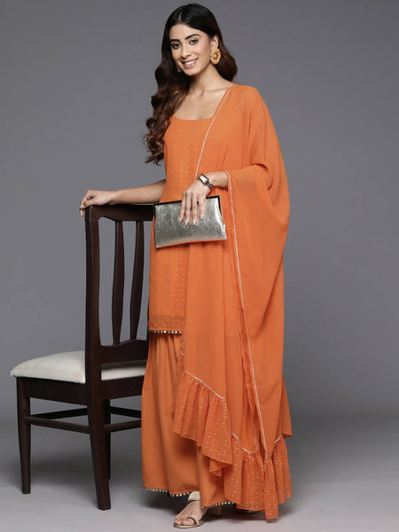 Ahalyaa Women's Traditional wear Kurta Set - Orange